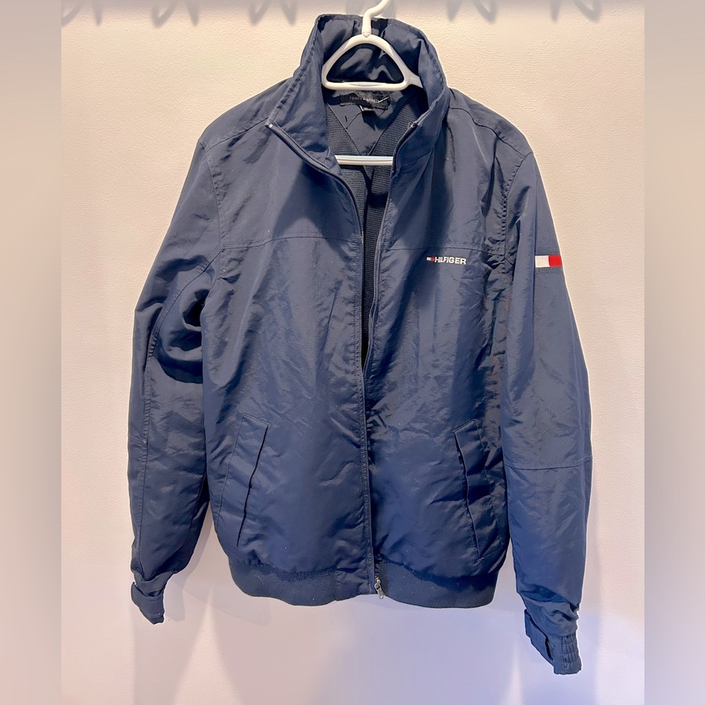 Tommy Hilfiger Navy Rain Jacket Windbreaker L EUC